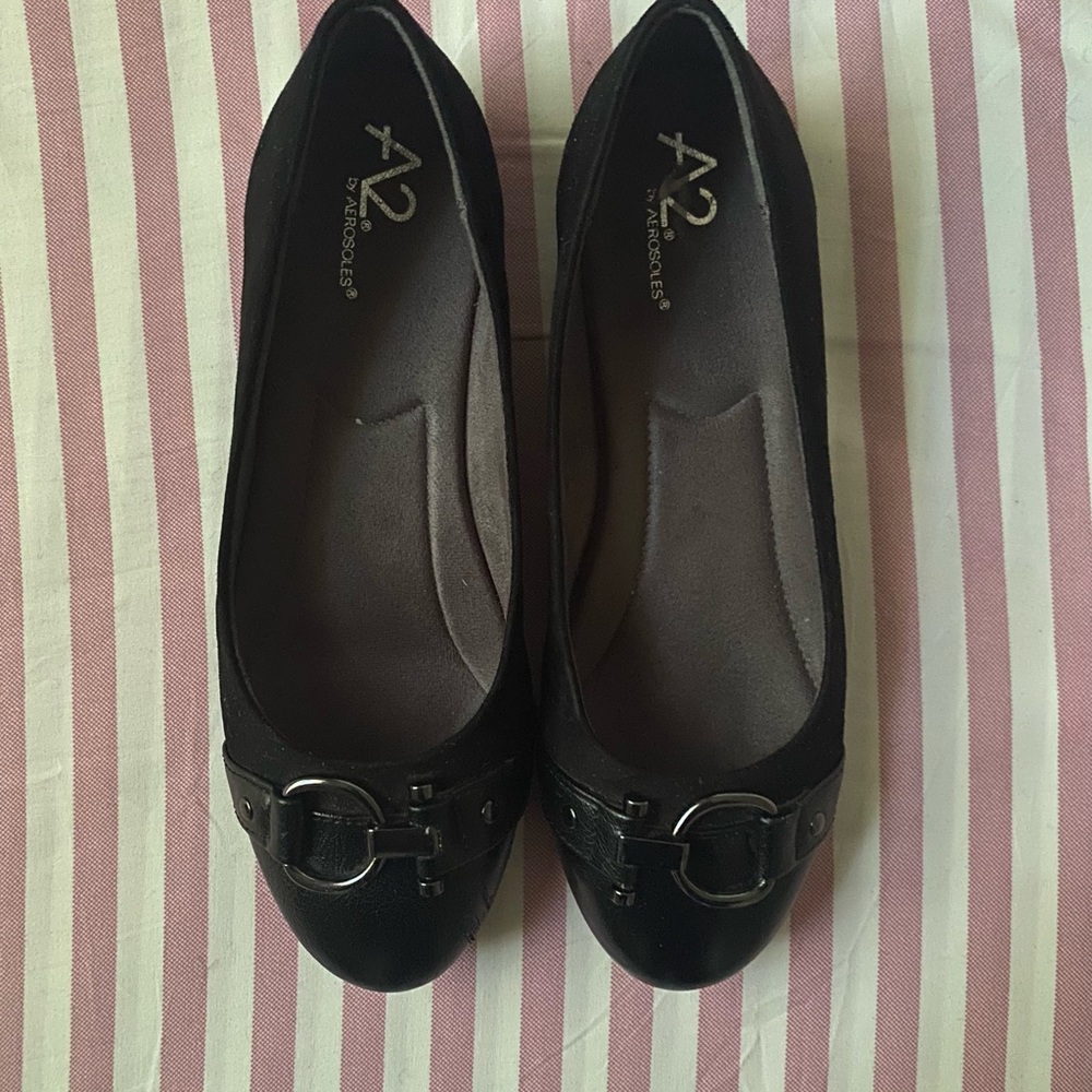 SOLD!! | A2 By Aerosoles Black Buckle Flats